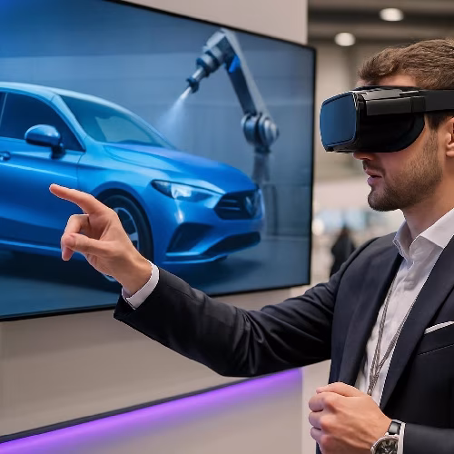 Emirati man wearing VR headset, immersed in virtual reality gaming experience, promoting VR game rental and development services by mirrorboothdubai.com in Dubai